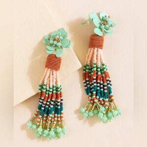 NWT Seed Bead Tassel Drop Earrings
